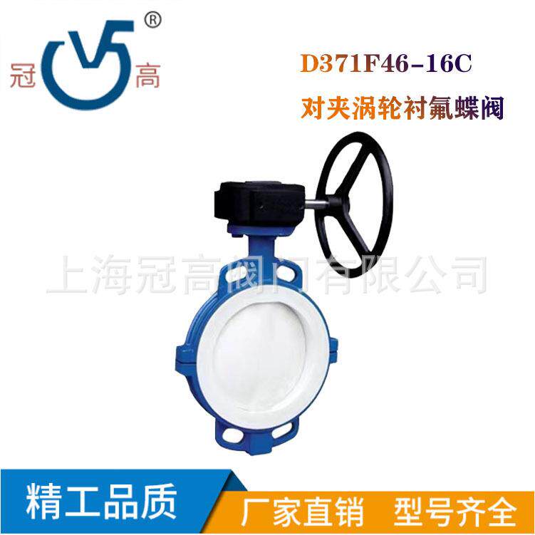 D371F46-16C全衬四氟蝶阀涡轮衬四氟蝶阀 对夹蝶阀DN50-800