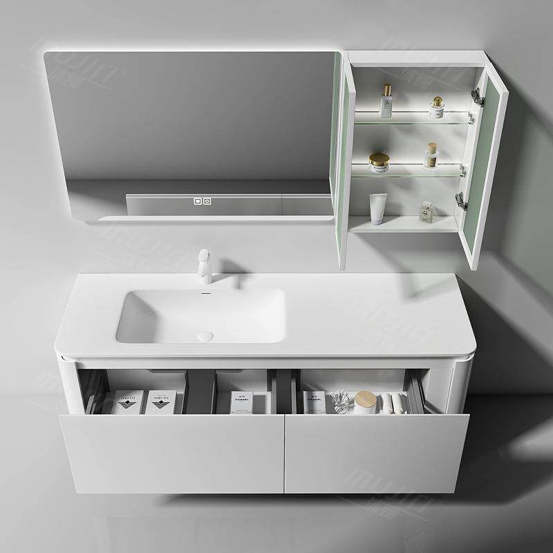 侧边收纳浴室柜一体盆橡胶木烤漆洗漱台洗手台组合卫生间镜柜