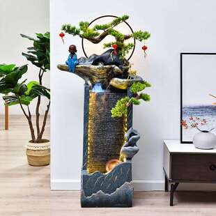 客厅家居饰品现代简约轻奢落地玄关入户喷泉水景开业送礼流水摆件