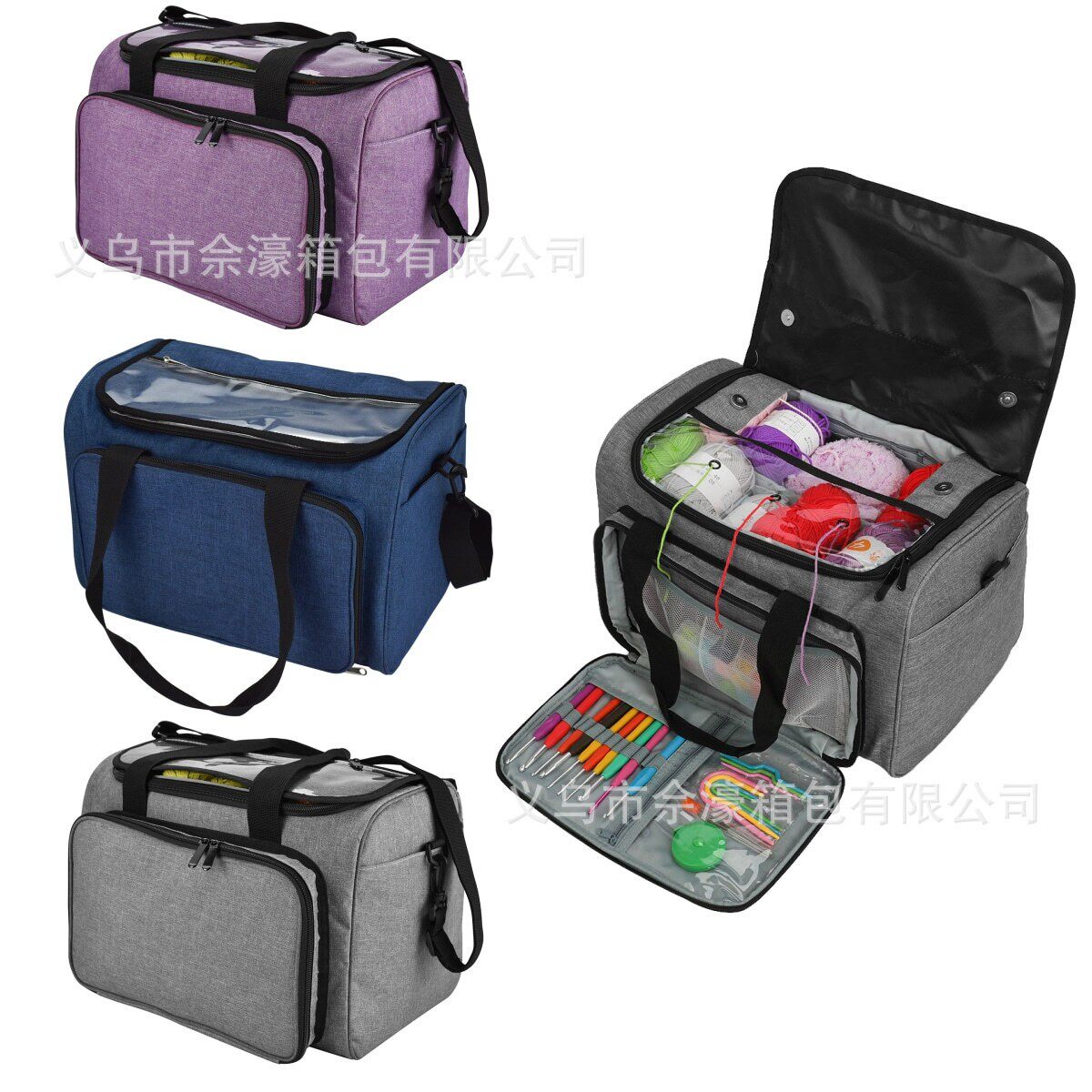 亚马逊居家日用整理袋毛线收纳包编织配件针织棒针收纳袋便携旅行