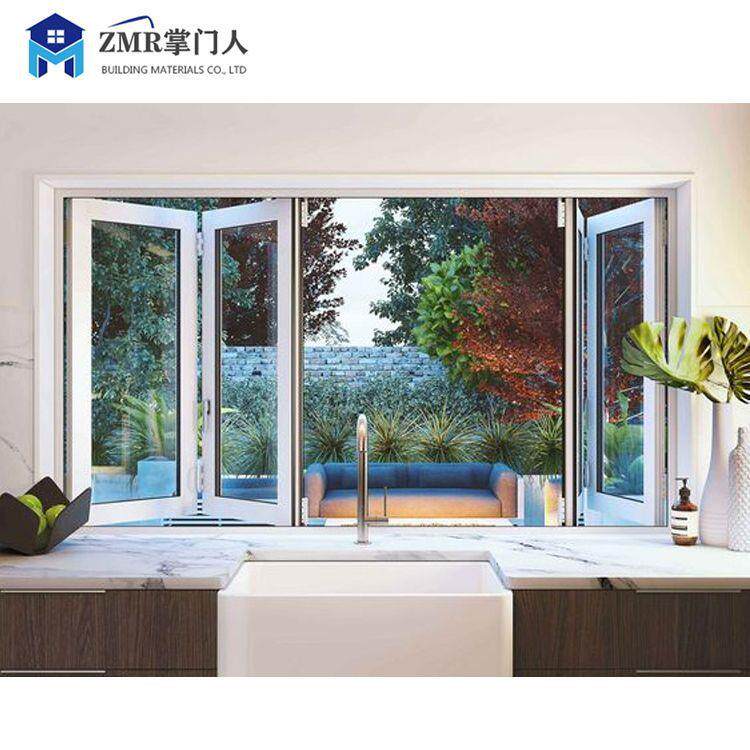 工程门窗国标认证铝合金折叠窗现代酒店门窗重型手动全开折叠窗