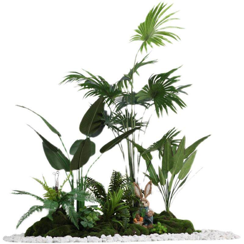 室内楼梯下造景空间转角仿真绿植盆栽假树仿真树景观植物造景装饰