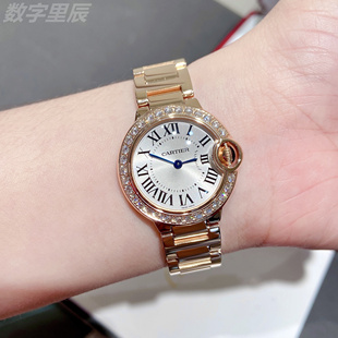 卡地亞藍氣球18K玫瑰金原鑲鉆石英機芯手表女士WE9002Z3 9.8新