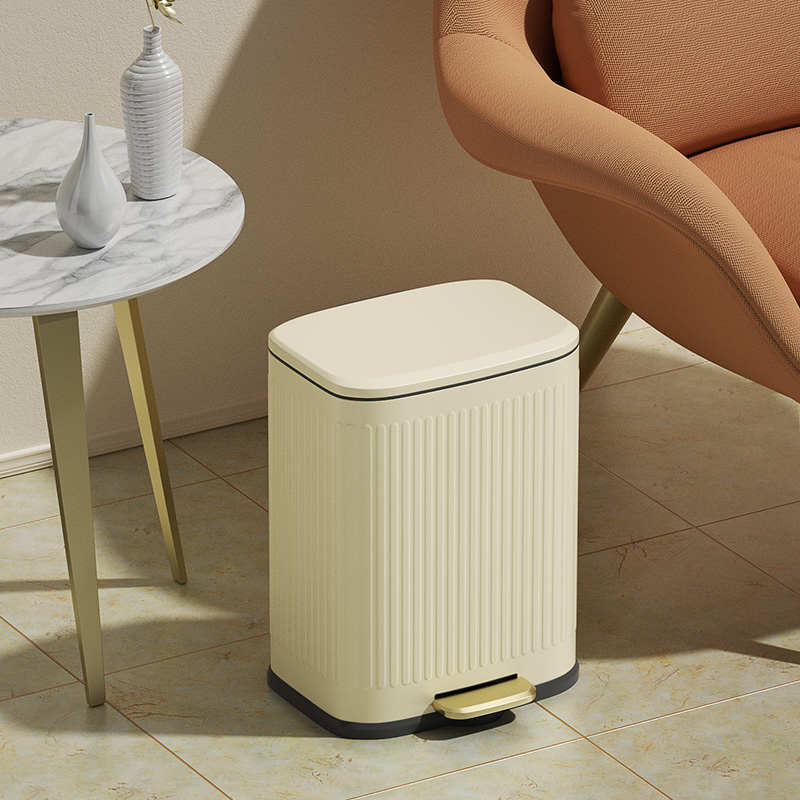 轻奢北欧复古垃圾桶不锈钢脚踏带盖厨房办公室客厅卧室13升大缓降