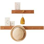 樱桃木免打孔进门玄关衣服挂钩门后粘胶壁挂实木墙上挂衣陶琪