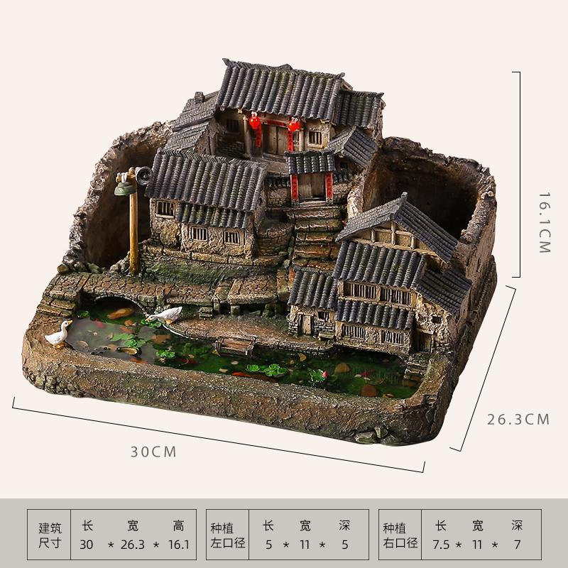 式微小院中植盆景办公室桌面装饰摆件农家9v7t绿客厅景观盆栽微缩
