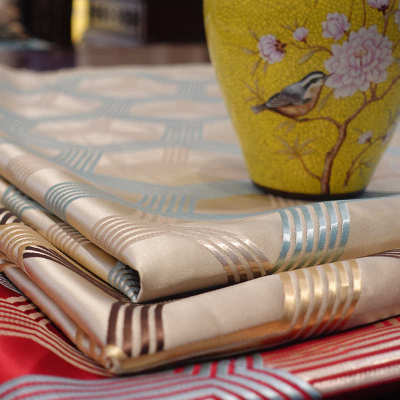 轻奢新中式八角格高精密提花面料色织红木家具沙发抱枕坐垫面料