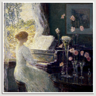 哈萨姆 Sonata 弹钢琴 女人挂画钢琴房音乐教室挂画字画 The