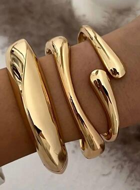 DIEZI 3 Styles Vintage Hip Hop Metal Cuff Bangles Punk Gold
