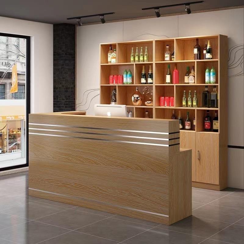饭店吧台带转角收银台落地酒柜组合餐馆酒店酒架前台桌接待台吧台