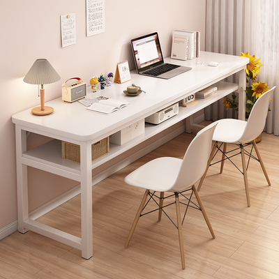 书桌家用女生卧室双层长条桌书房靠窗简易办公桌工作台窄电脑桌子