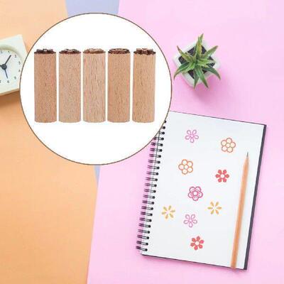 5 Pcs Wood Texture Stamp DIY Diary Natural Stamps