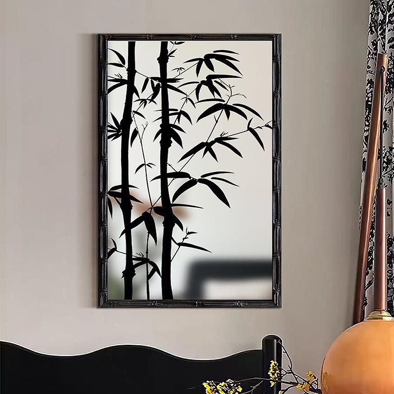 墨竹》中古al202408风镜装饰法式中国风竹子《挂子画卧画室桌面摆