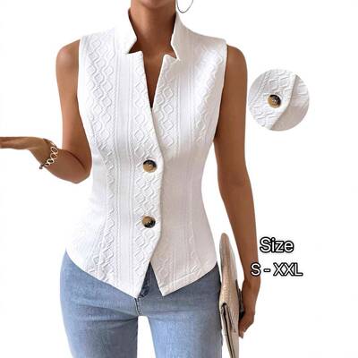 Women's French Vintage Stand Collar Sleeveless Vest
