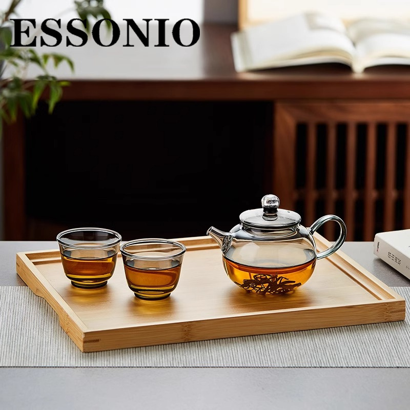 ESSONIO玻璃单壶耐高温办公室个人用茶具家用茶水分离绿茶泡茶壶