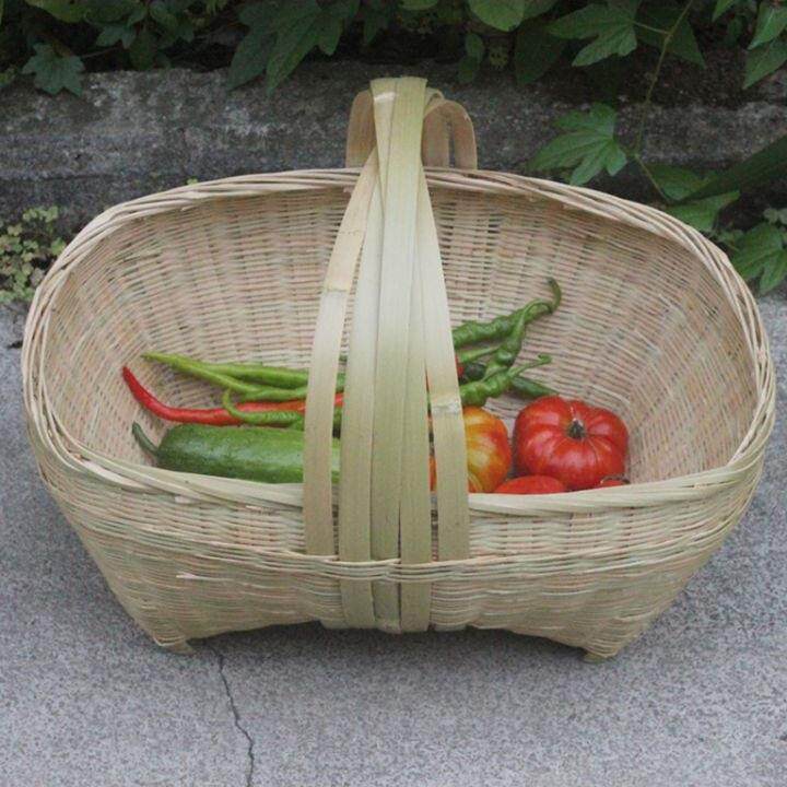 手工编织手提菜篮 大竹篮装鸡蛋篮子水果篮收纳筐 买菜竹编篮竹器