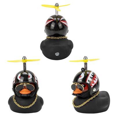 Rubber Broken Wind Duck Toy Motorcycle Car Ornaments Yellow