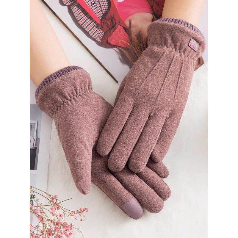 女生冬骑车防风手套女士触屏保暖加绒可爱学生加厚防寒骑车棉手套