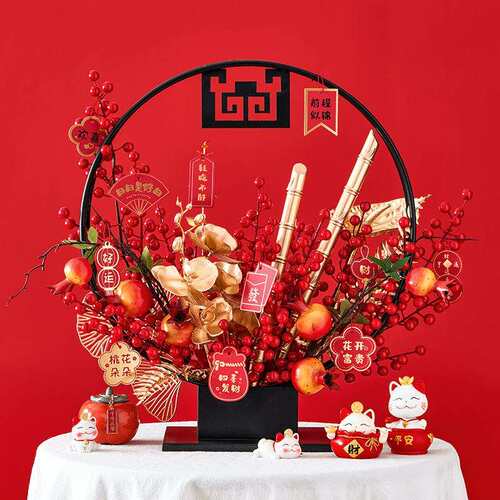 2026年宵花花假花摆件福桶客厅插花装饰新年花过年春节花摆设