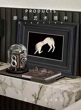 一匚 现代覆古相机装饰托盘组合 样板间书房床头柜摄影主题摆件