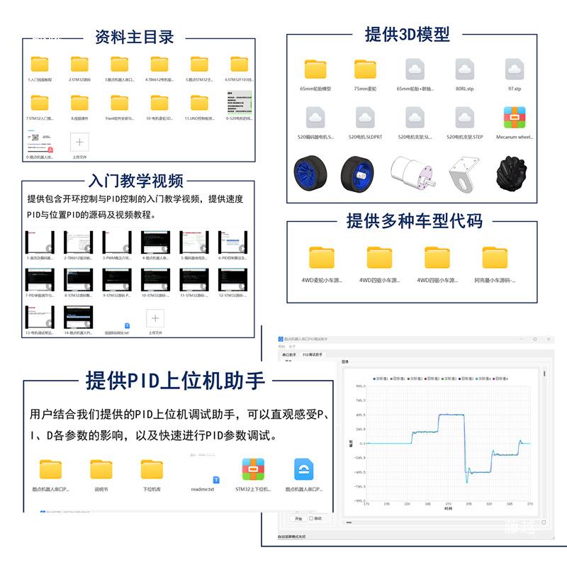 带云台底盘小车二自由度舵机云台麦轮4WD四驱ROS开发