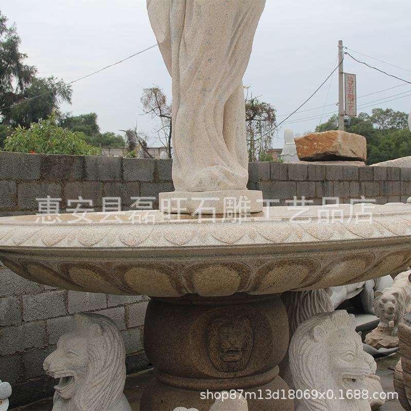 花岗石欧式喷泉 石雕景观喷泉雕塑 晚霞红别墅水景摆件艺术装饰