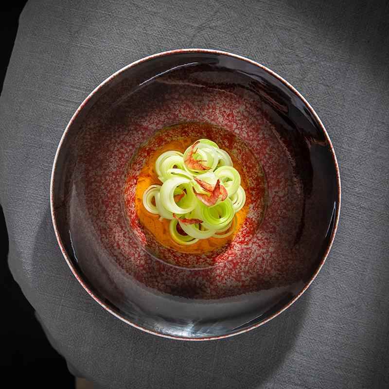 复古怀旧个性陶瓷色釉圆形草帽盘酒店餐厅凉菜冷盘子生腌卤水餐具