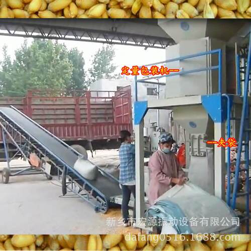 小麦称重包装机自动下料打包计量50公斤/袋立式缝包视频