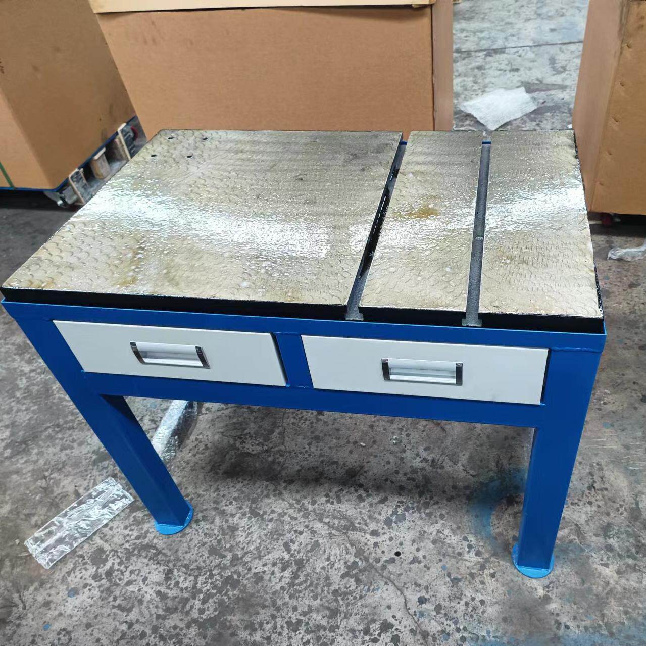 铸铁平台厂家600*900攻丝机攻牙机T型槽装配工作台移动工具柜支架