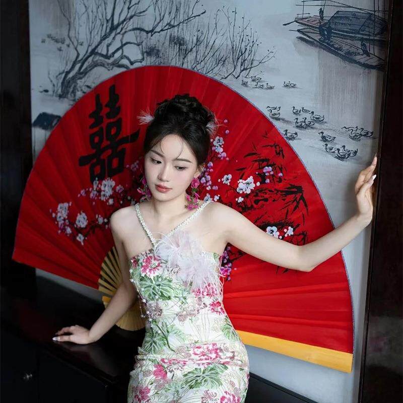 巨型巨大扇子摄影道具 装饰 家居摆设 折扇 挂墙面工艺大挂扇
