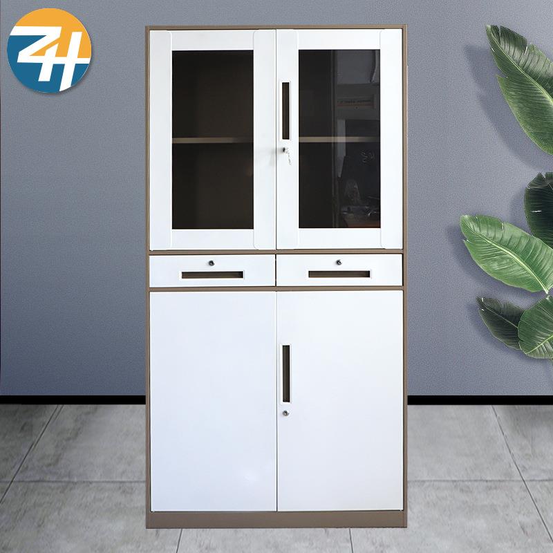 厂家供应四门文件柜 落地式办公文件资料收纳带抽屉四门文件柜