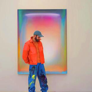 网红·美院绘艺术渐层色饰大巴幅彩色多纯手胺油画客厅装 画