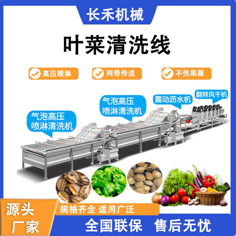 中央厨房大型净菜加工流水线根茎类蔬菜预制菜叶菜类涡流清洗机