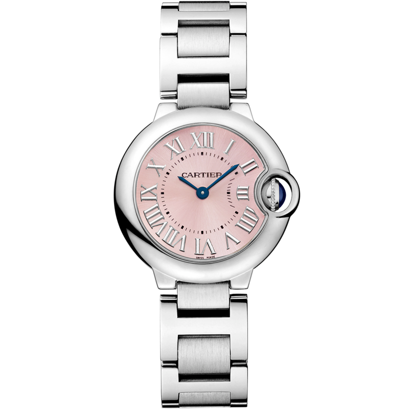 [9.8新]卡地亚蓝气球系列精钢石英手表女表W6920038粉盘