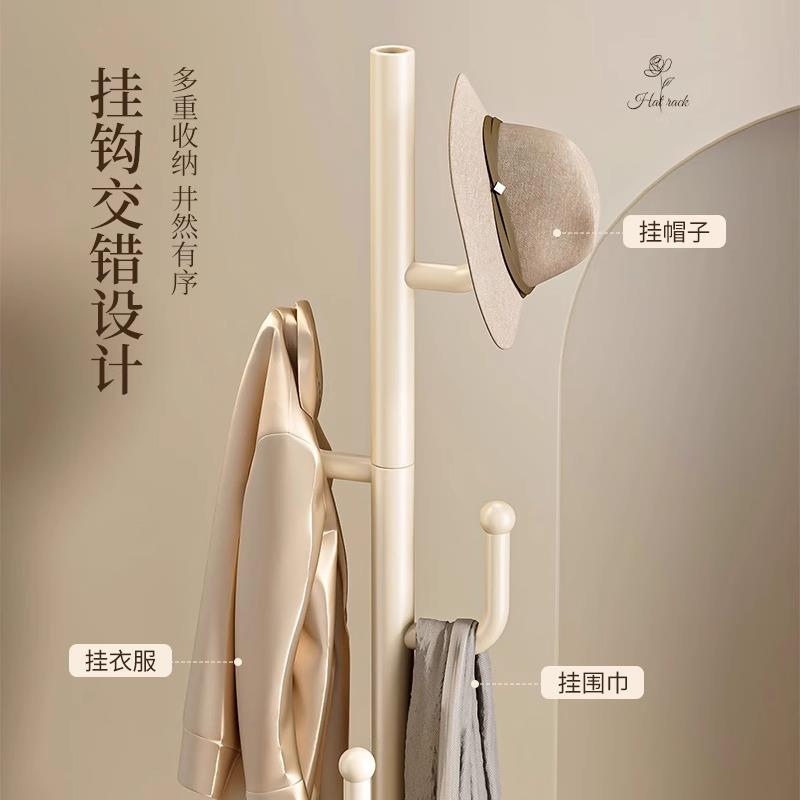 奶风简易衣帽架欧式加粗铁卧衣帽架室落地挂衣架式油立式衣服艺挂