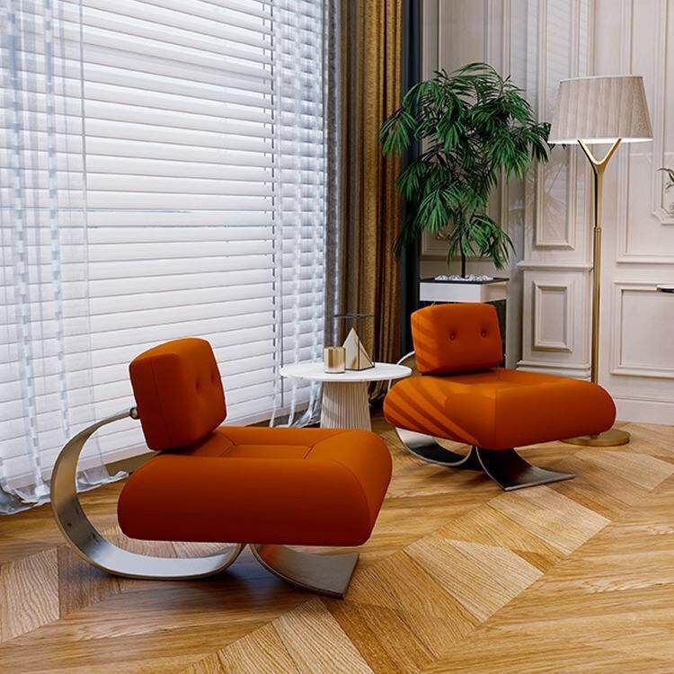 轻奢简约艺术异形金属鱼尾休闲椅黑桃K酒店别墅客厅懒人单人沙发