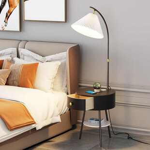 客厅落地灯沙发边茶几灯置物氛围灯北欧风卧室收纳床头柜一体台灯