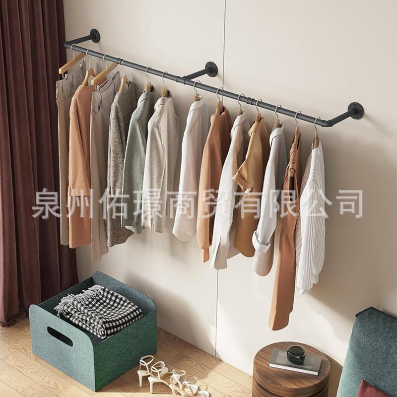 跨境服装架工业风水管挂衣架 上墙展示架衣帽壁挂式铁艺衣架