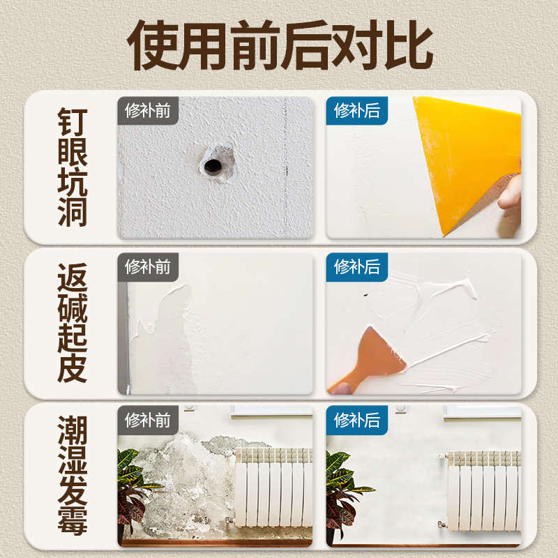 弹性腻子 防水补墙膏墙面修补白色 墙身墙灰修补家用刮大白抹墙膏