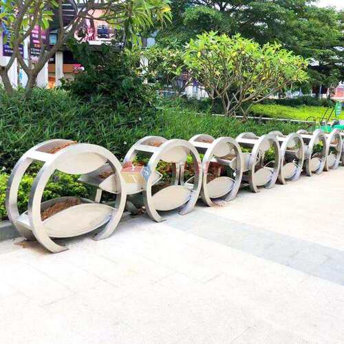 依塔斯不锈钢立体花箱城市路边街道步行街花铁艺金属花箱室外