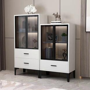 餐边柜茶水柜客厅玻璃门窄款小型收纳储物柜窄小电视边柜立柜旁柜