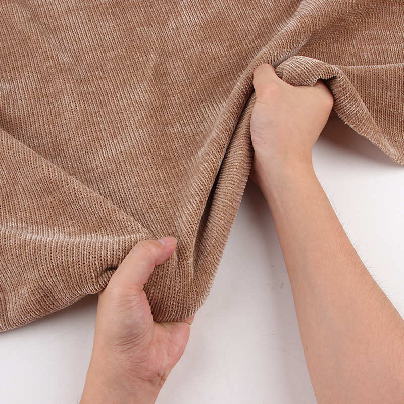 360G全涤坑条布雪尼尔欧棉绒面料 保暖垂顺阔腿裤时装面料