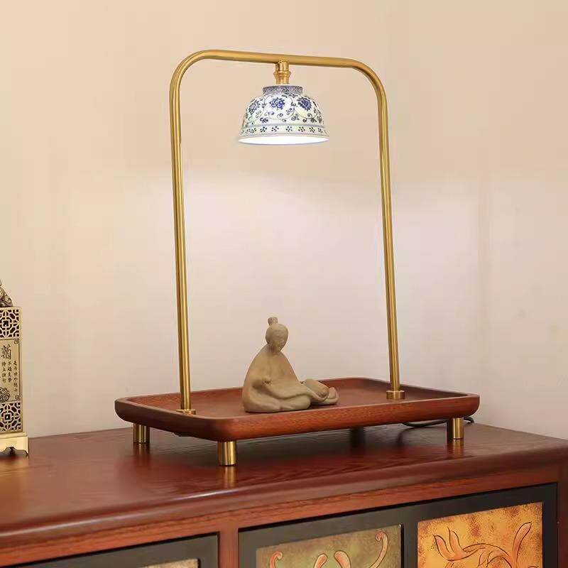 青花复古台灯卧室床头灯中古国风陶瓷高级感轻奢新中式氛围小夜灯