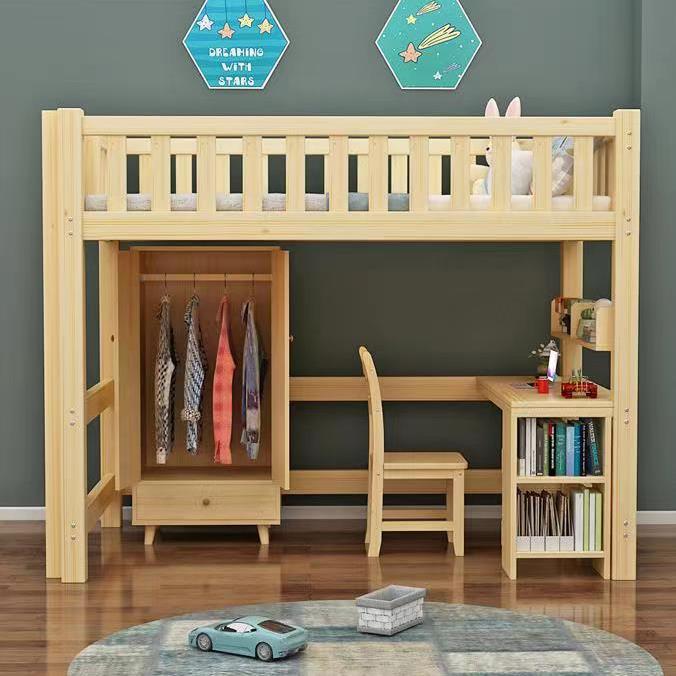 全实木儿童成F966SH68人低高床床上下桌小型多户功能单上层高架床