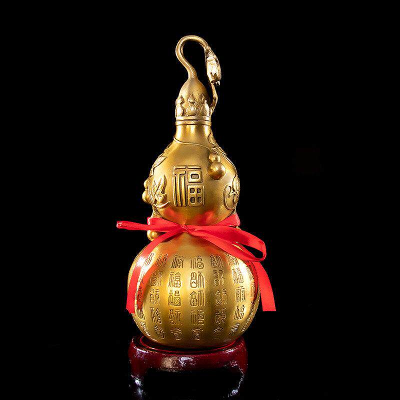 铜葫芦摆件开盖空心平安百福葫芦大号家居装饰品乔迁开业礼品