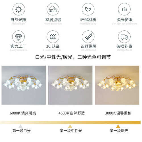 灯新款大厅吊灯卧室水晶玻璃现代灯具轻餐厅网客厅红奢大气 简约