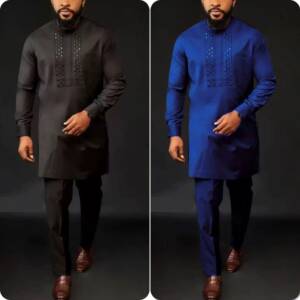 Middle East Trendy Boy Set, Embroidered Round Neck Top &