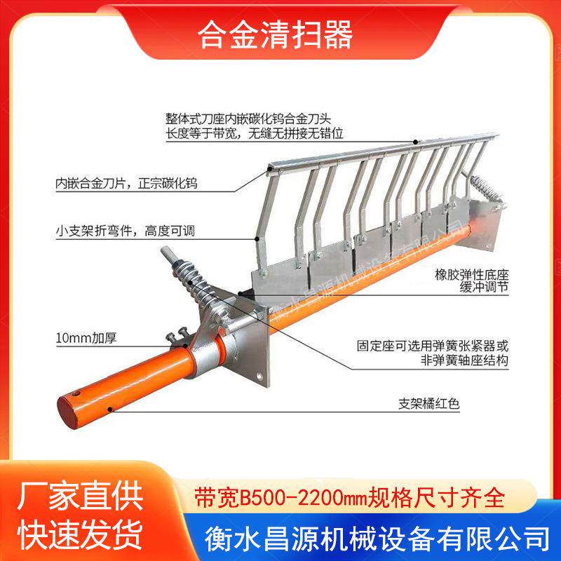 合金滚刷清扫器煤矿用h型p型输送带聚氨酯刮板机刮料器专用耐磨