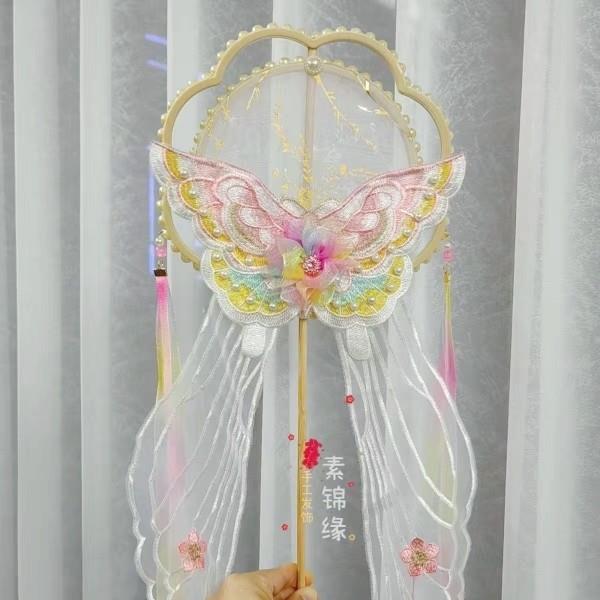 蝴蝶扇古风长柄汉团服搭配跳摄舞拍宫TDH扇云扇舞破蹈道具扇子