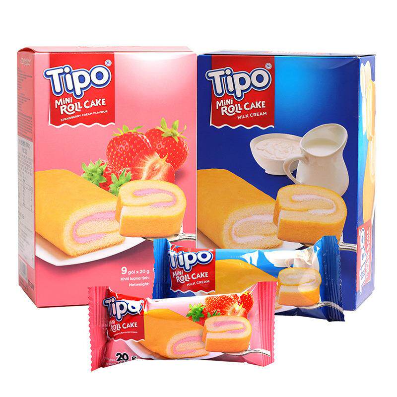 越南Tipo迷你蛋糕卷牛奶味麵包卷美味早餐糕點心零食 草莓味180g